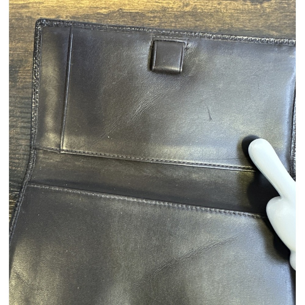 Coach Checkbook Cover Signature Brown Logo Jacquard Fabric Leather Trim Wallet - Picture 10 of 14